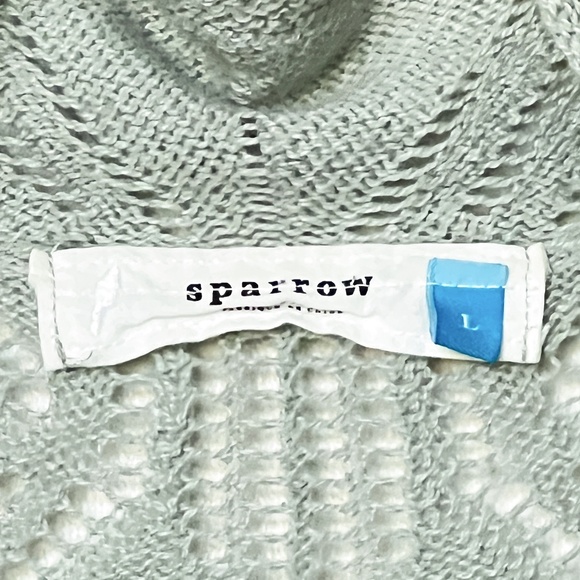 ANTHROPOLOGIE Sparrow Wrap Cardigan Sage Green Open Weave Size Large - Picture 14 of 14